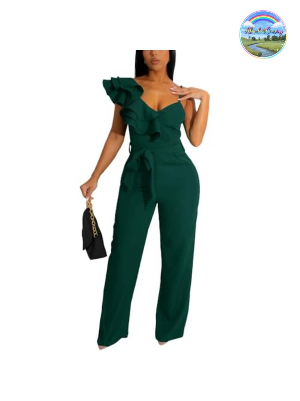 Women's One Piece Jumpsuit V-Neck Sleeveless Ruffle Wide Leg Party Clubwear